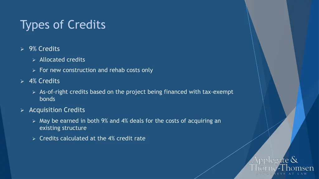 types of credits