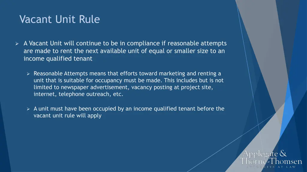 vacant unit rule