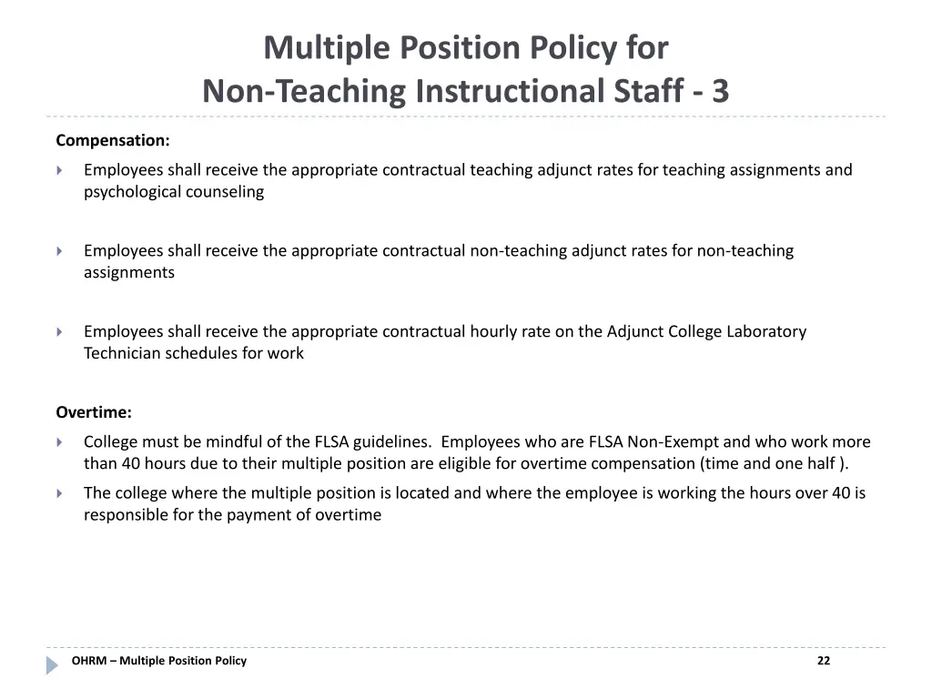 multiple position policy for non teaching 2