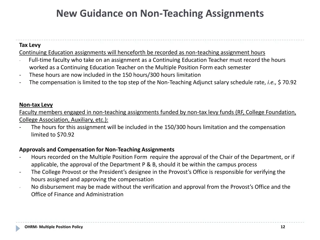 new guidance on non teaching assignments