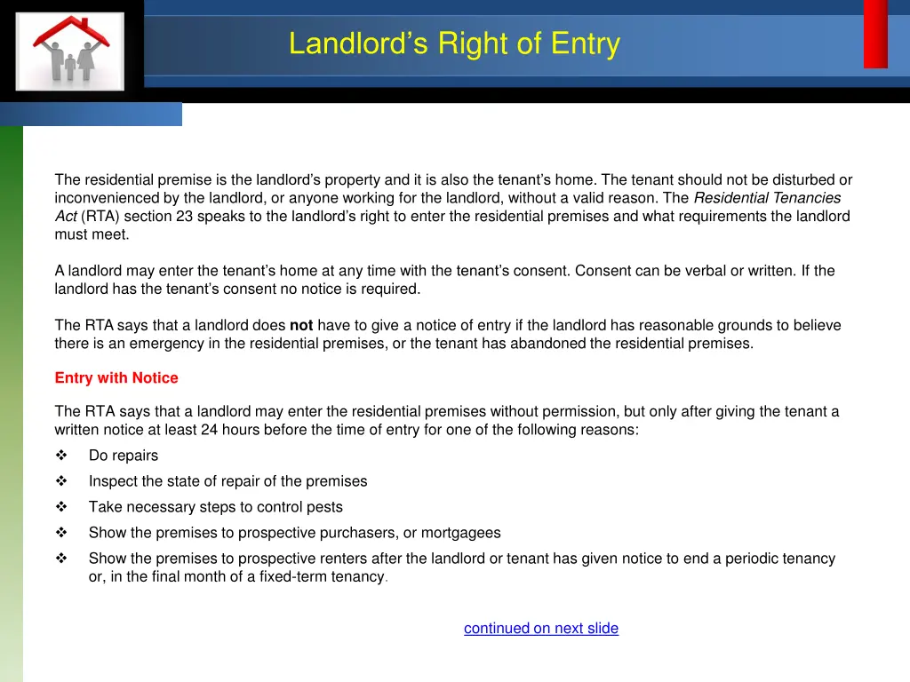 landlord s right of entry