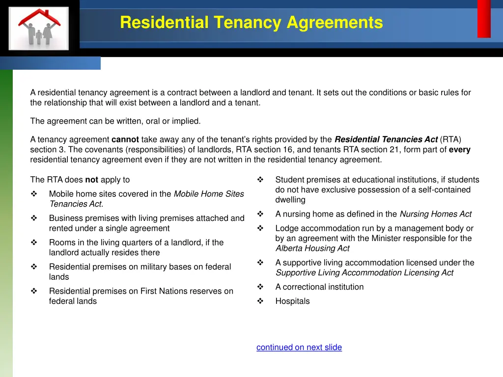 residential tenancy agreements