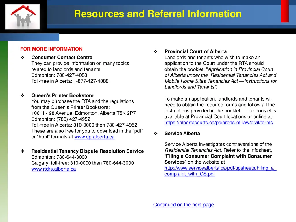 resources and referral information