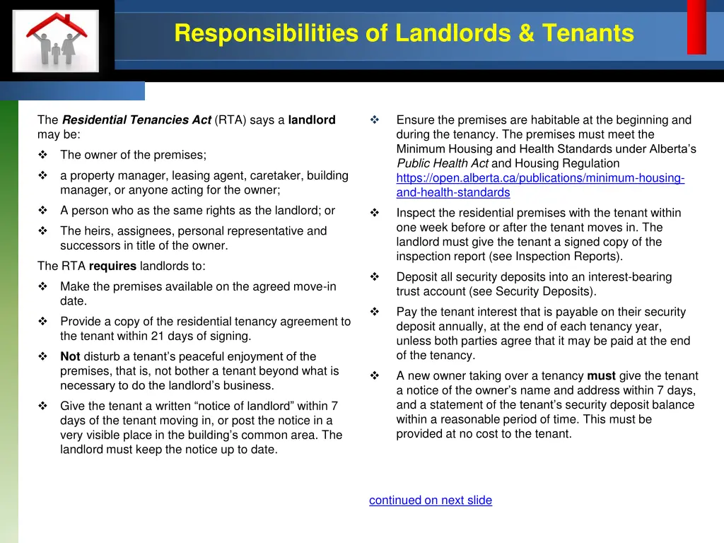 responsibilities of landlords tenants