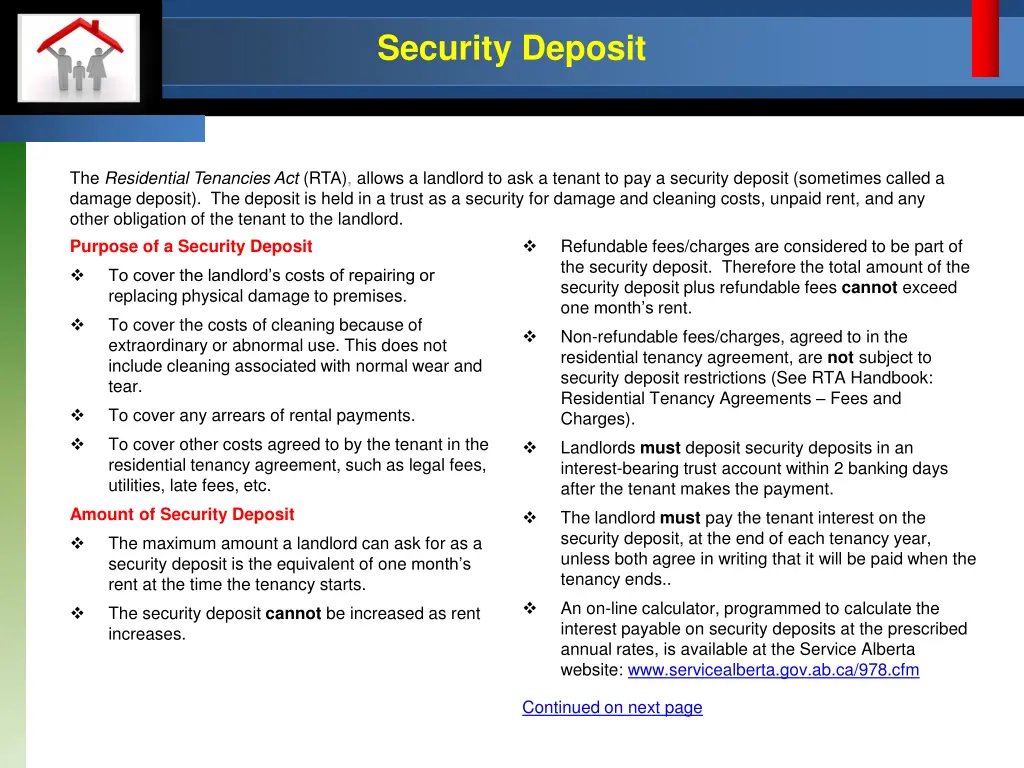 security deposit