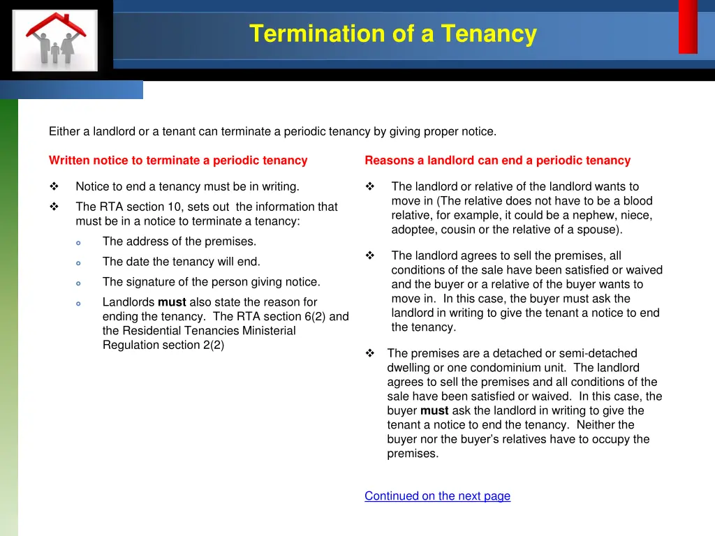 termination of a tenancy 3