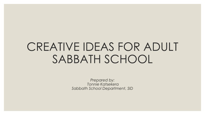 creative ideas for adult sabbath school