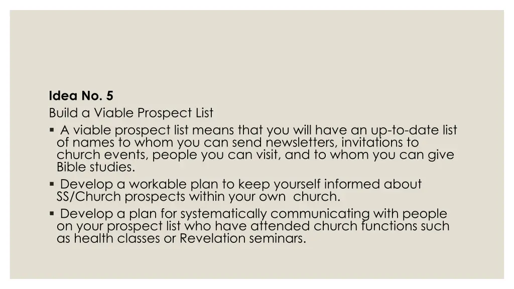 idea no 5 build a viable prospect list a viable