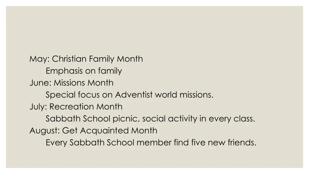 may christian family month emphasis on family