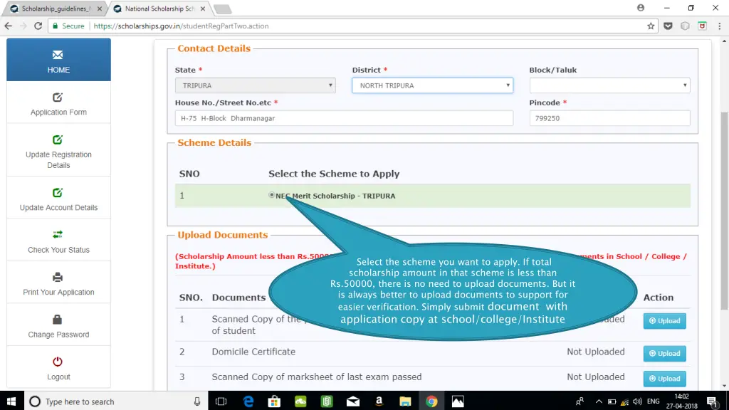 select the scheme you want to apply if total