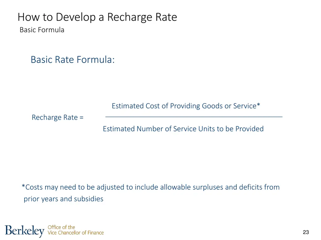 how to develop a recharge rate basic formula