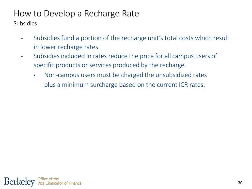 how to develop a recharge rate subsidies