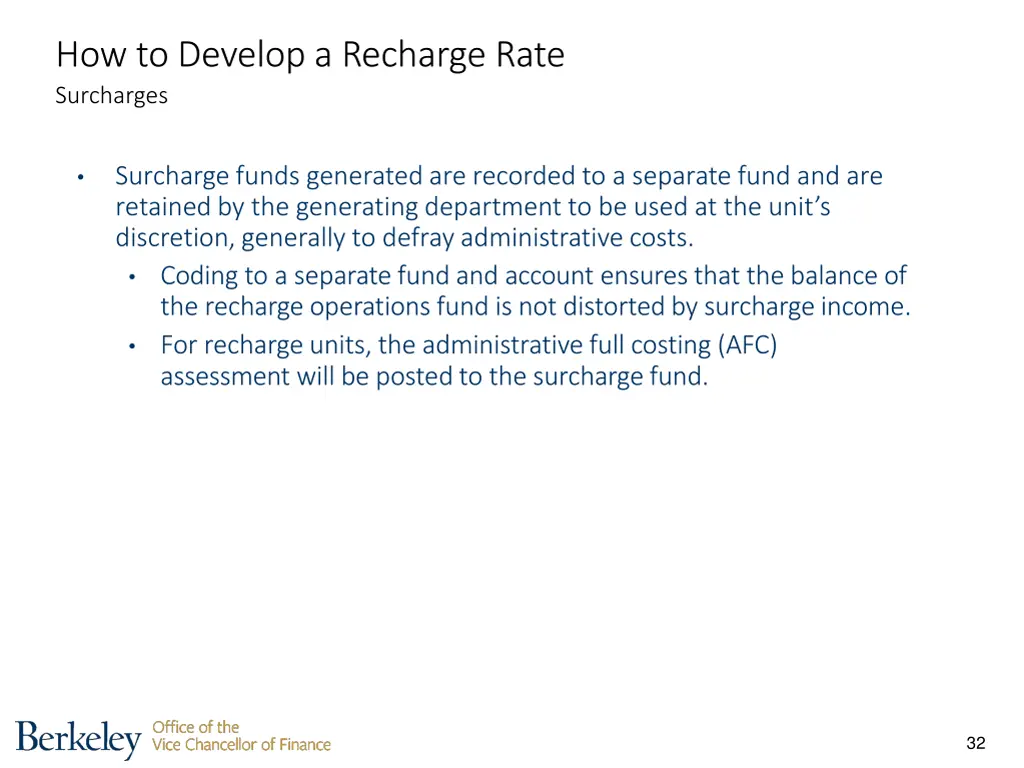 how to develop a recharge rate surcharges 1