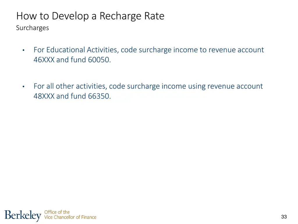 how to develop a recharge rate surcharges 2