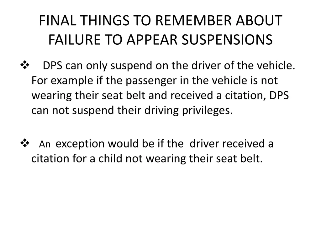 final things to remember about failure to appear