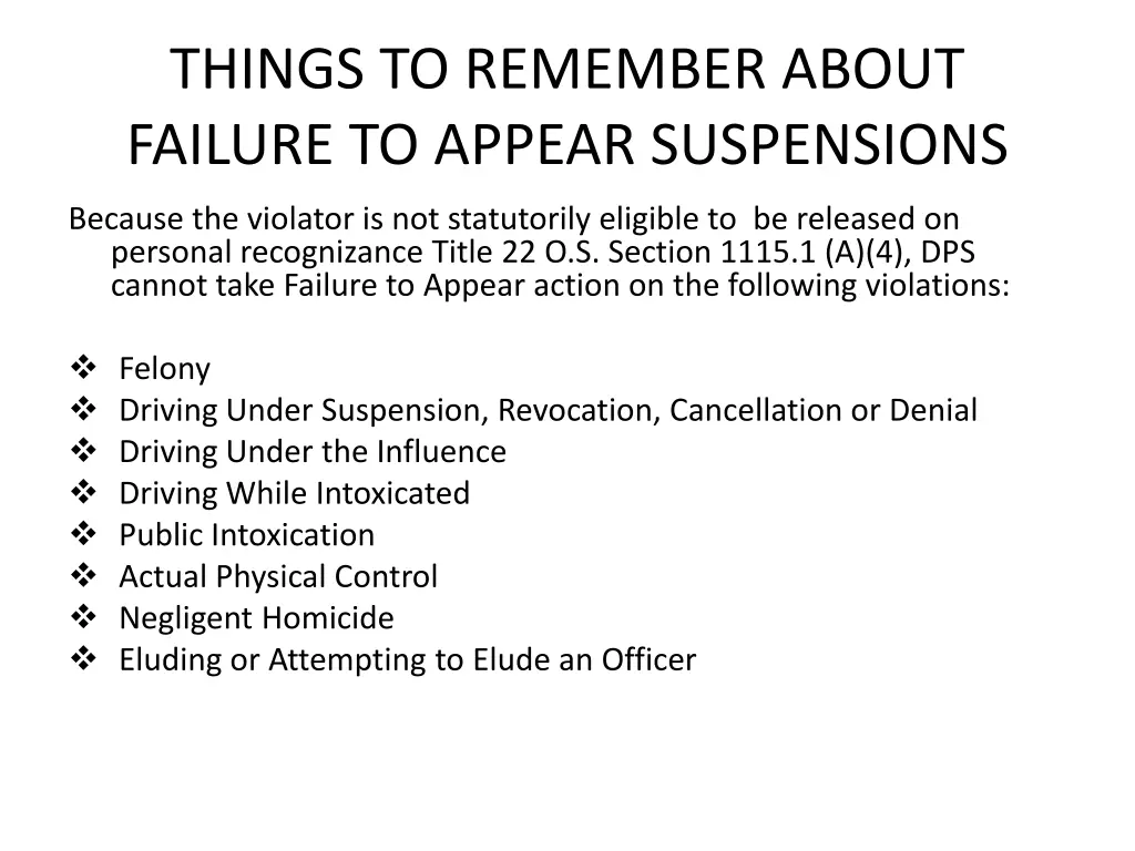 things to remember about failure to appear