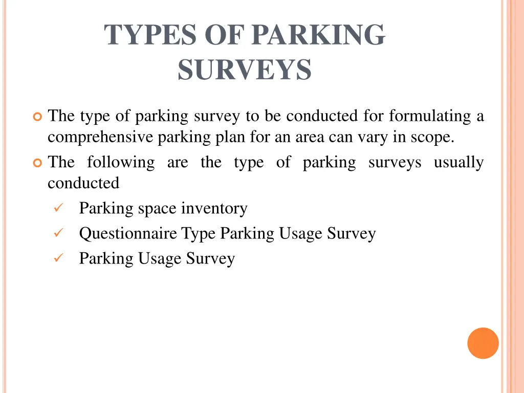 types of parking surveys