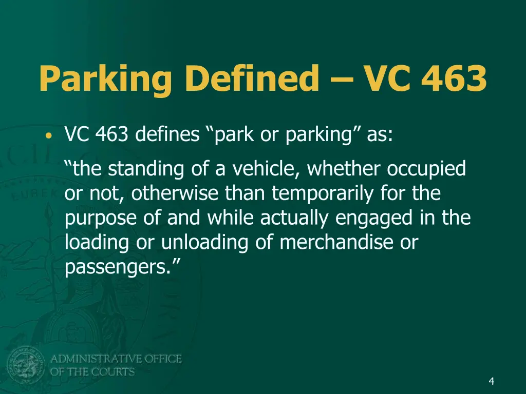 parking defined vc 463