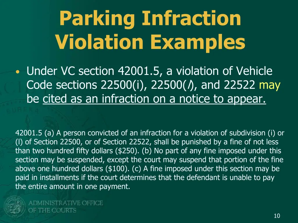 parking infraction violation examples