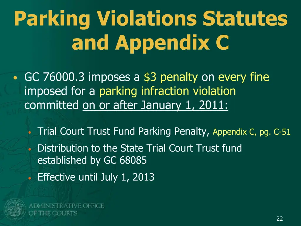 parking violations statutes and appendix c 2