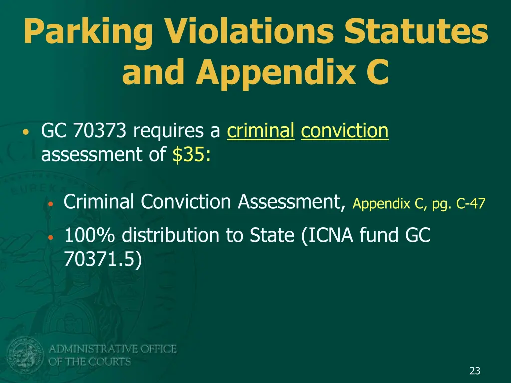 parking violations statutes and appendix c 3