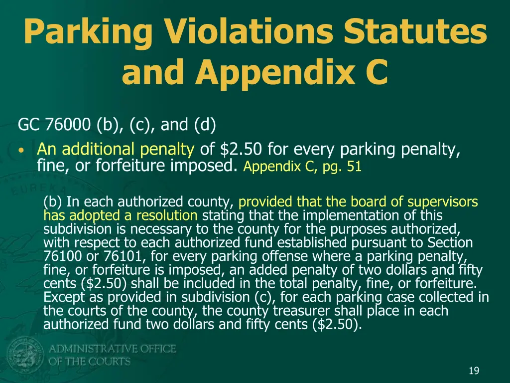 parking violations statutes and appendix c