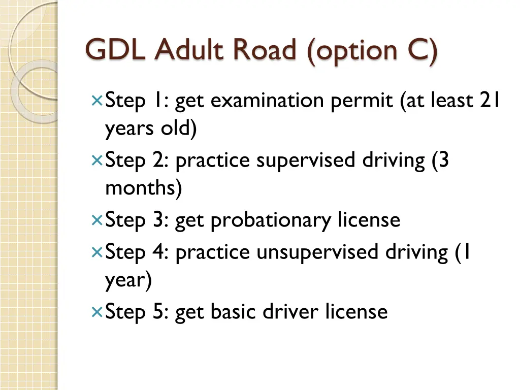 gdl adult road option c