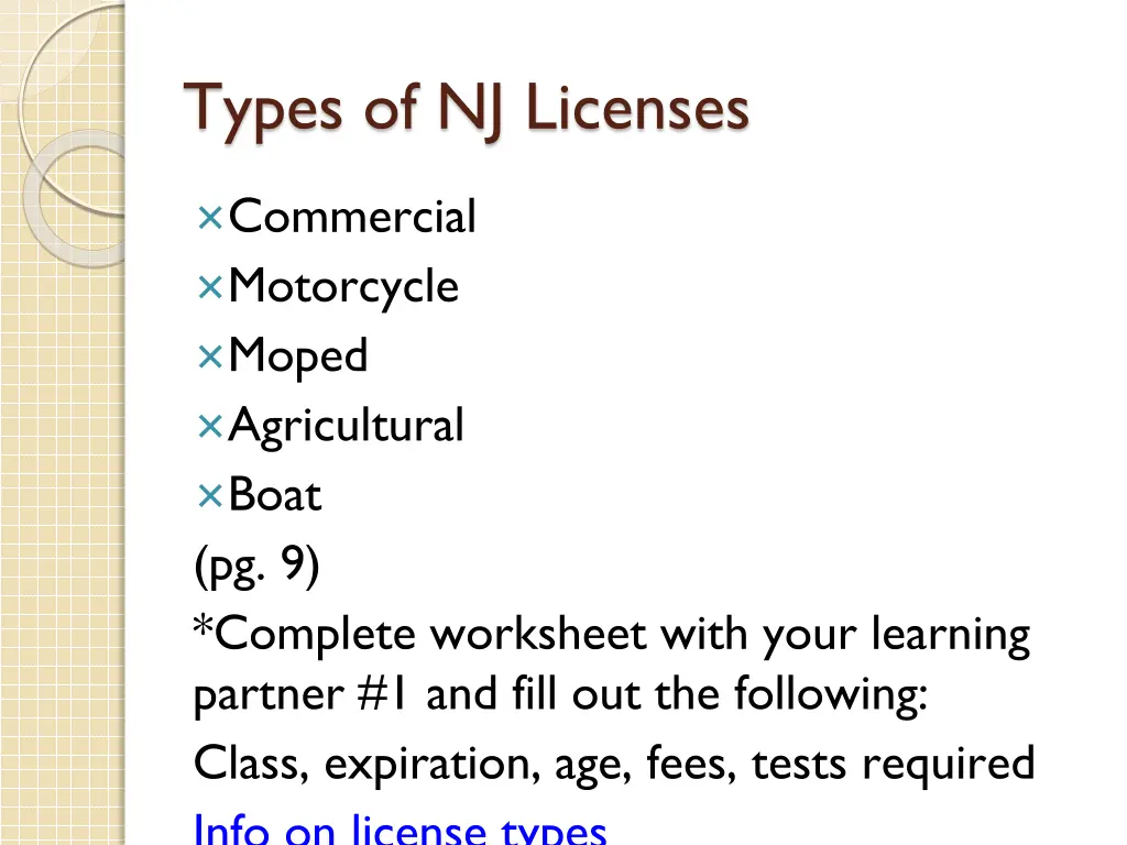 types of nj licenses