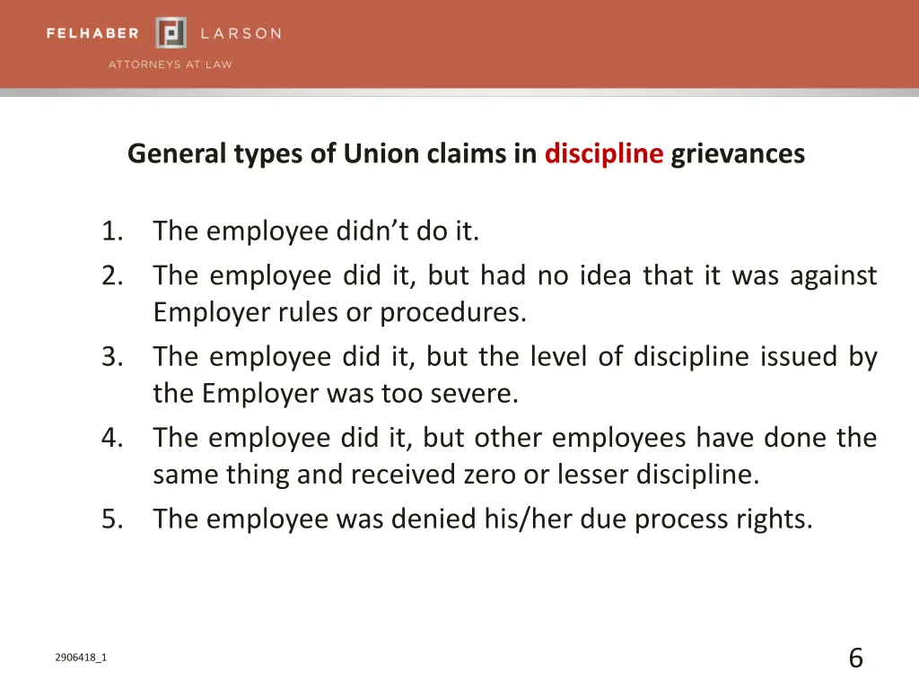 general types of union claims in discipline