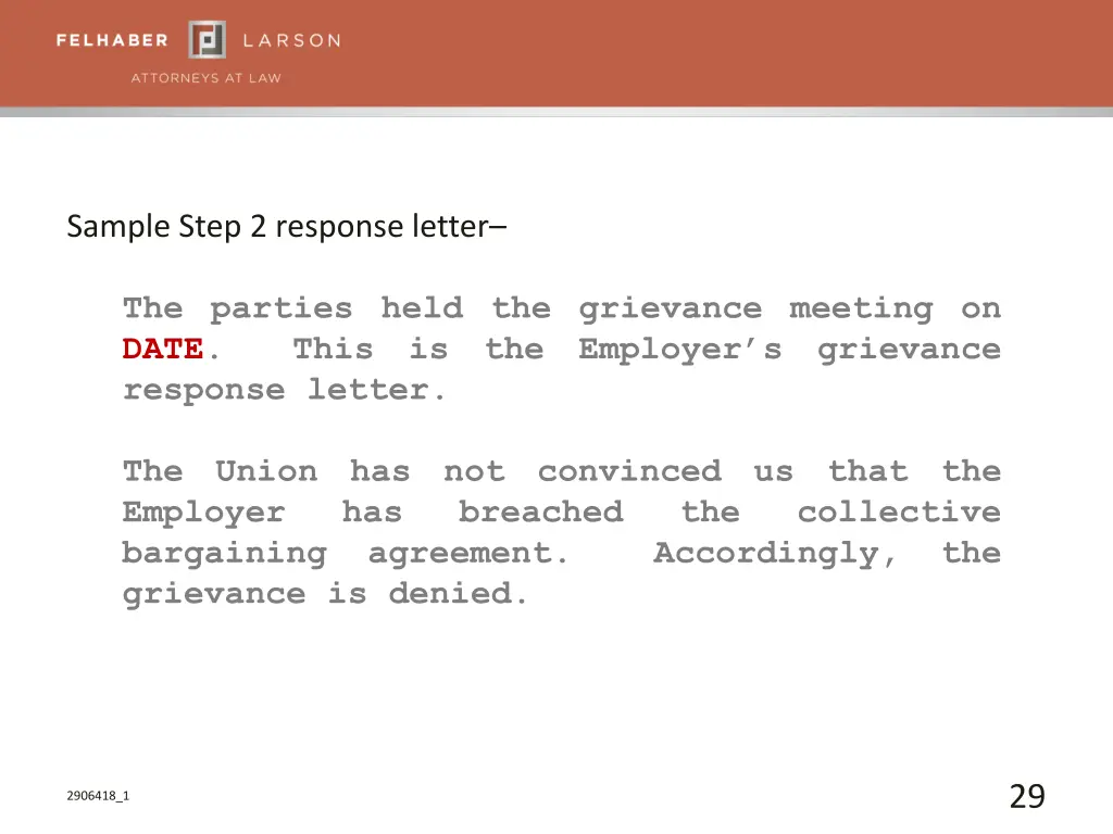 sample step 2 response letter