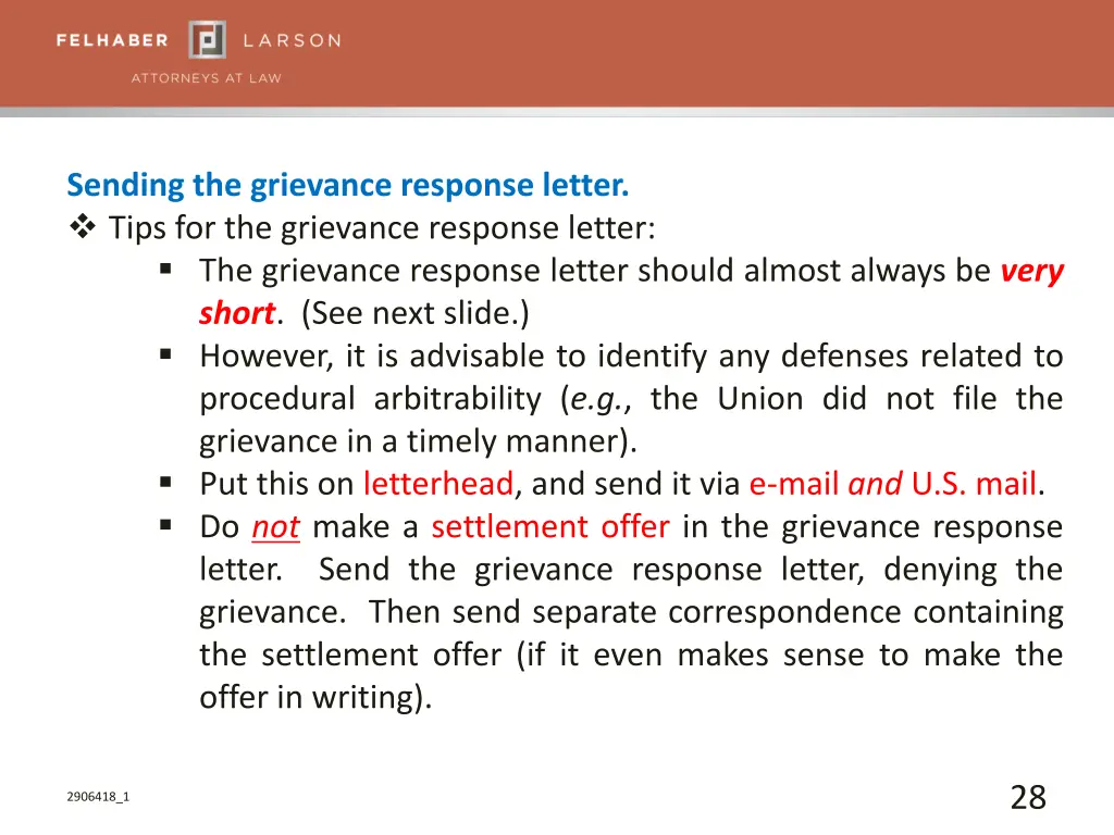 sending the grievance response letter tips