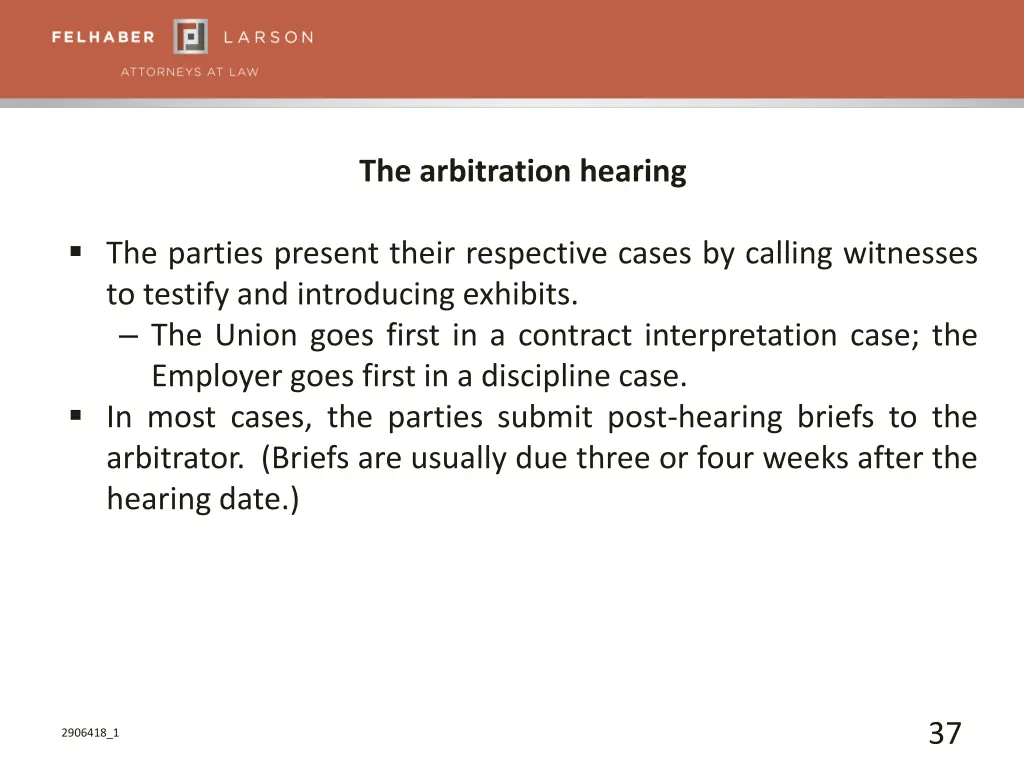 the arbitration hearing