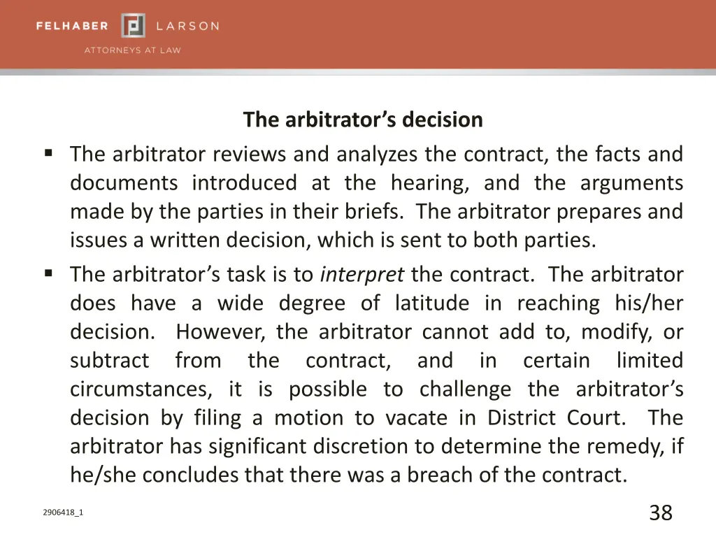 the arbitrator s decision