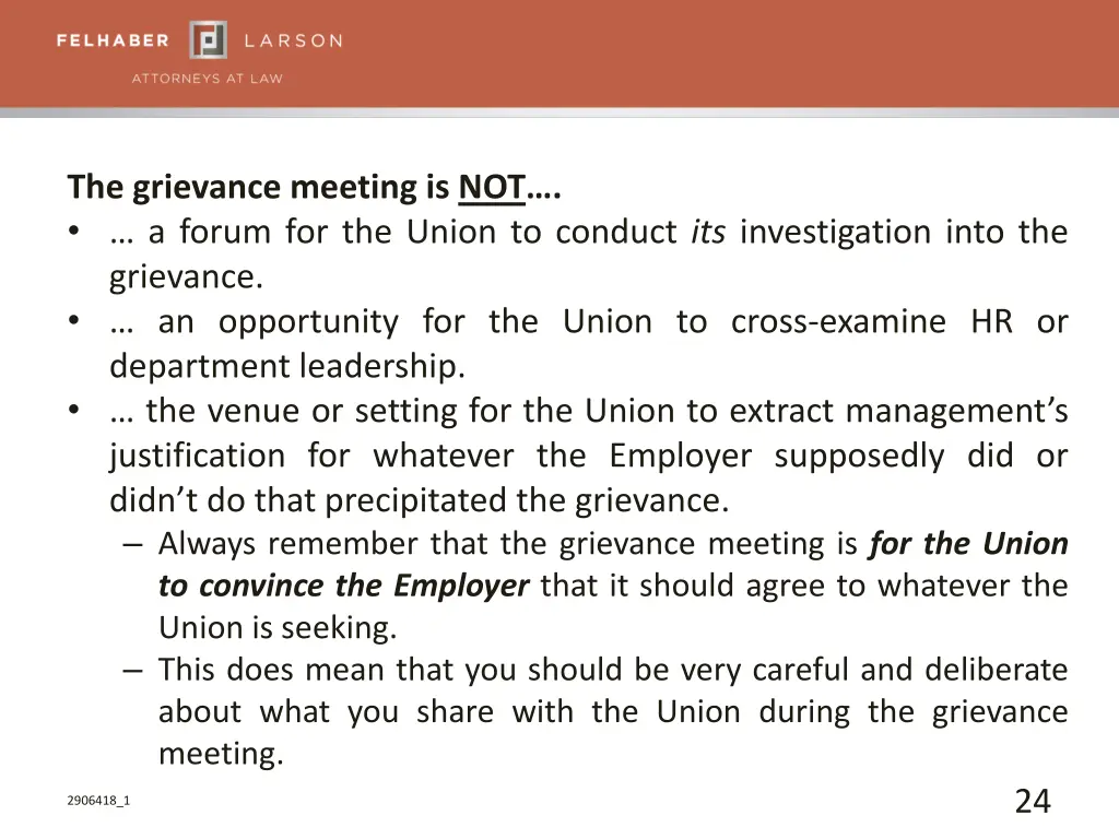 the grievance meeting is not a forum