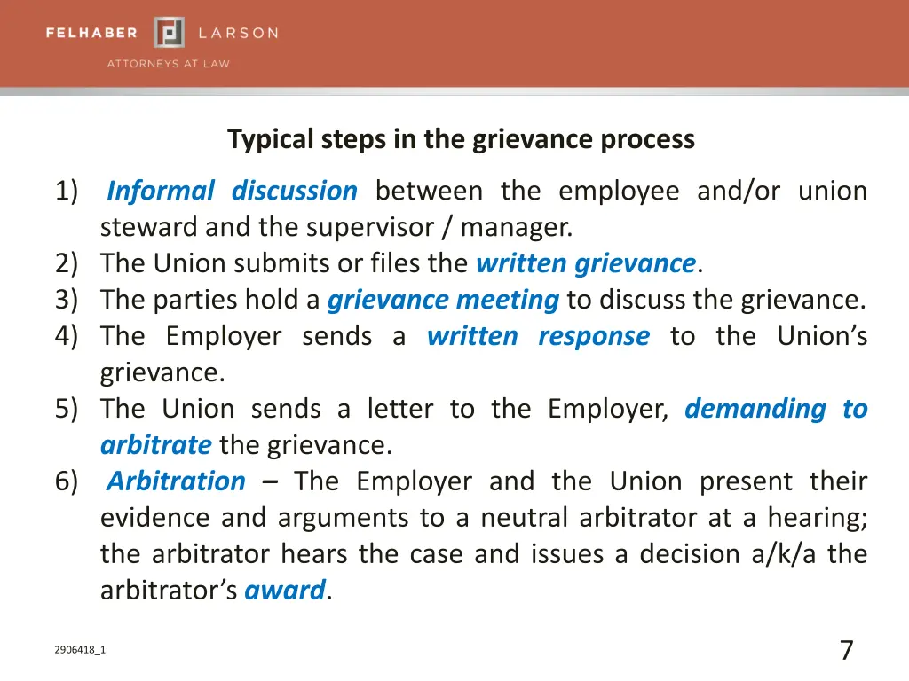 typical steps in the grievance process