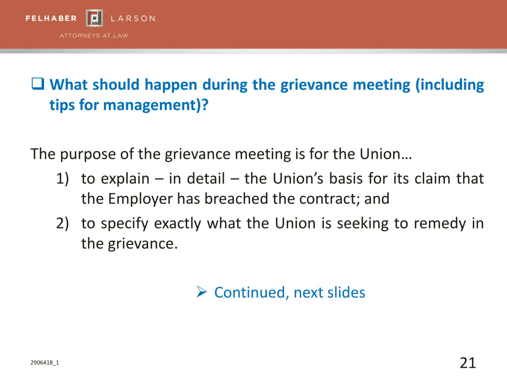 what should happen during the grievance meeting