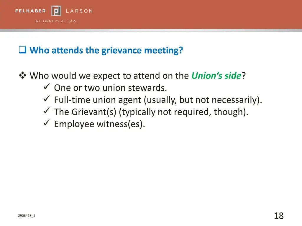 who attends the grievance meeting