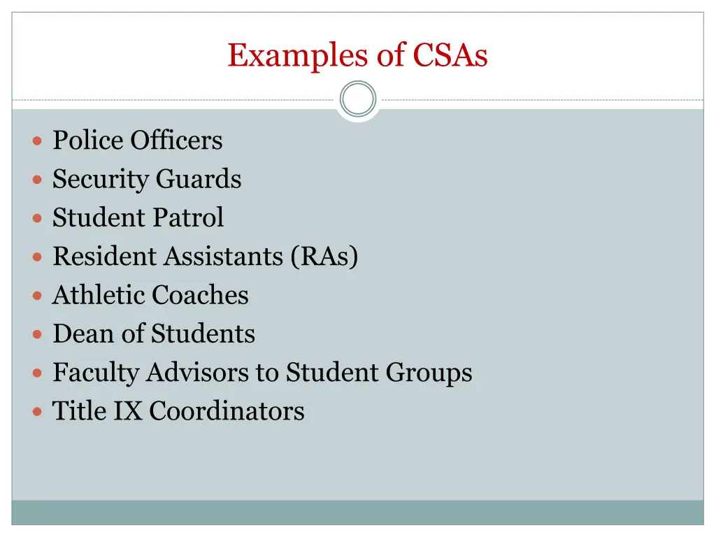 examples of csas