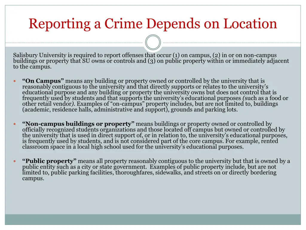 reporting a crime depends on location