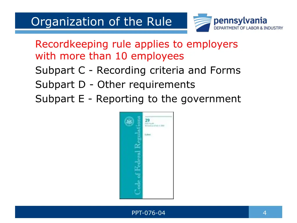 organization of the rule