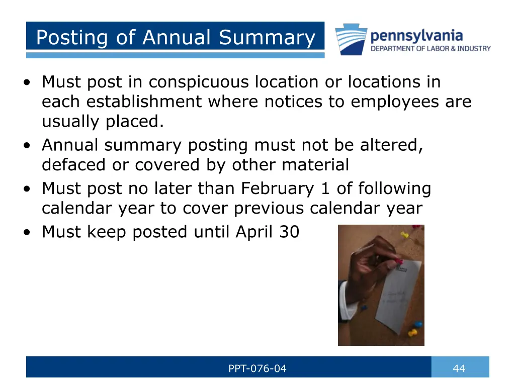 posting of annual summary