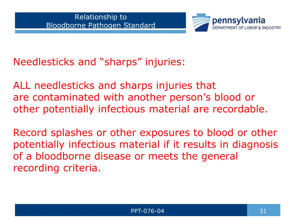 relationship to bloodborne pathogen standard