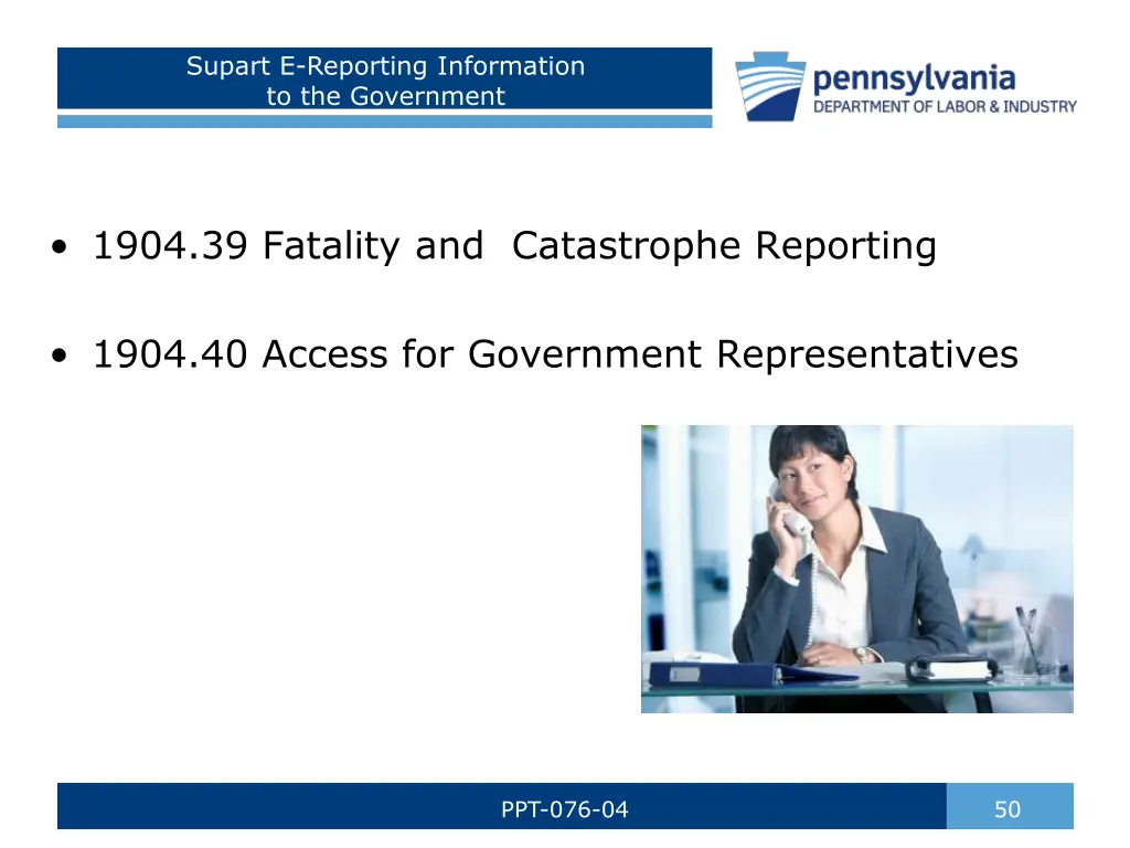 supart e reporting information to the government