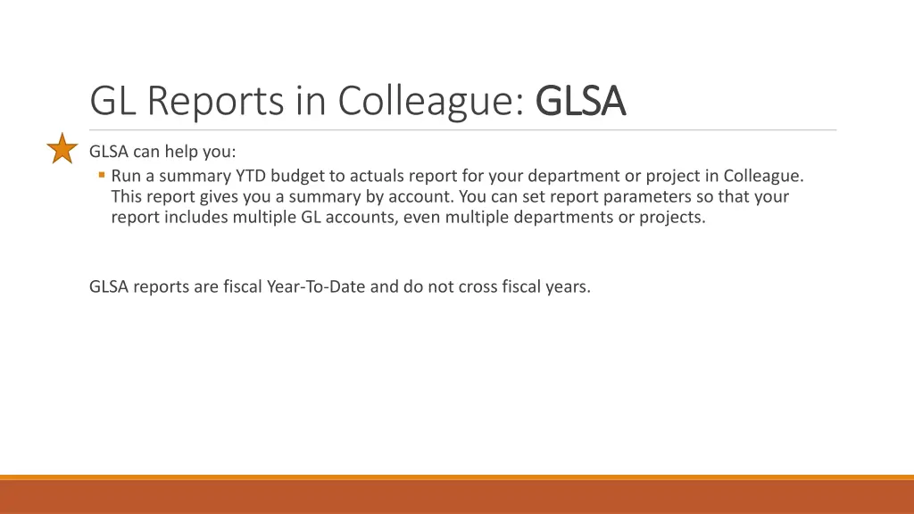 gl reports in colleague glsa