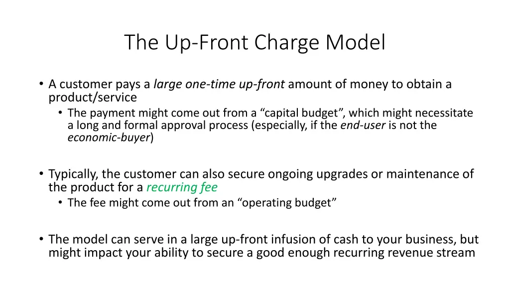 the up front charge model