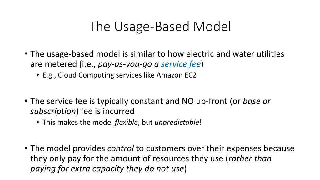 the usage based model 1