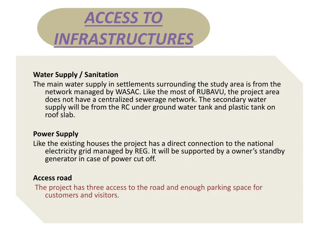 access to infrastructures