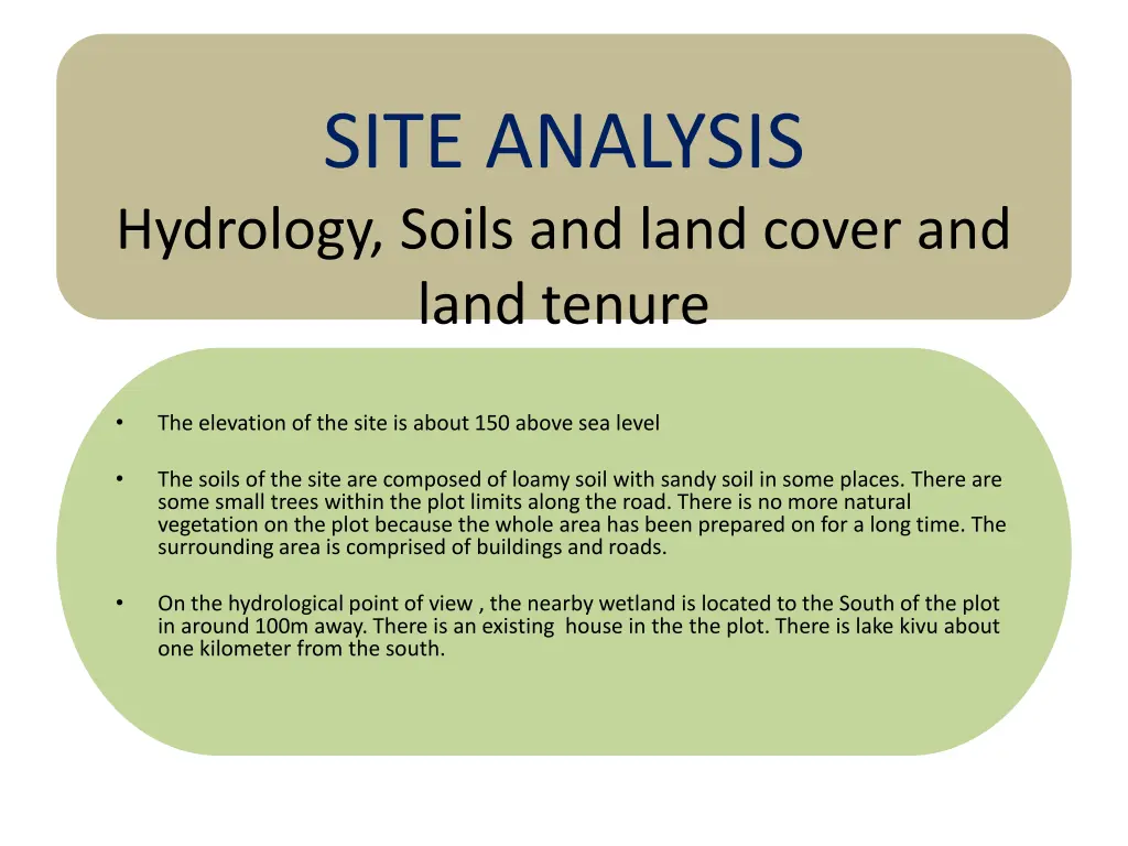 site analysis hydrology soils and land cover