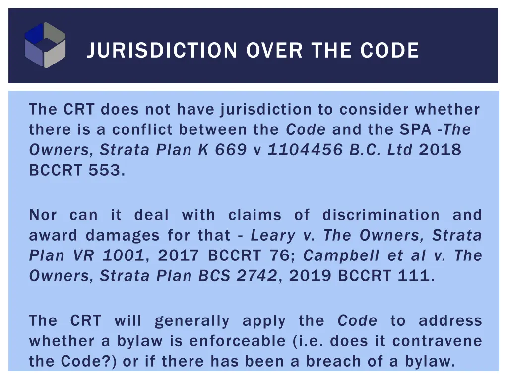 jurisdiction over the code 1