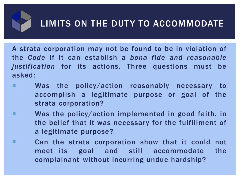 limits on the duty to accommodate